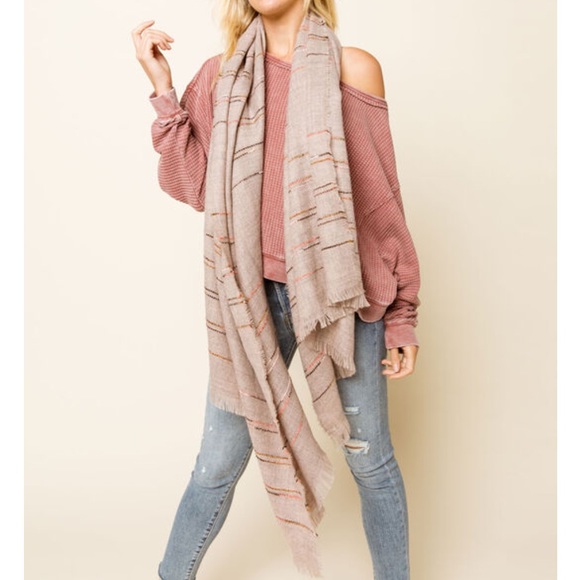 NWT Do Everything in Love Cozy Pink Stripe Scarf - Picture 1 of 3